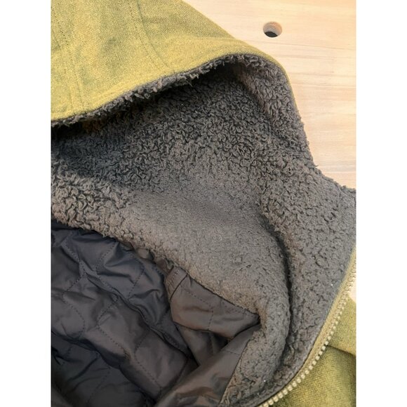 Patagonia Merino Wool Blend Hooded Jacket Reversible Green Gray Quilted Size M - Picture 12 of 16